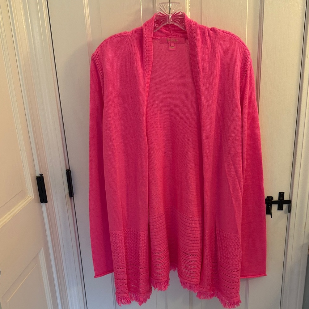 Lilly Pulitzer Women's Pink Open-Front Sweater - Large